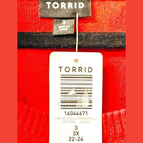 TORRID Plus Size 3X Red Skeleton PulloverโCrew Neck Sweater. - Picture 13 of 17